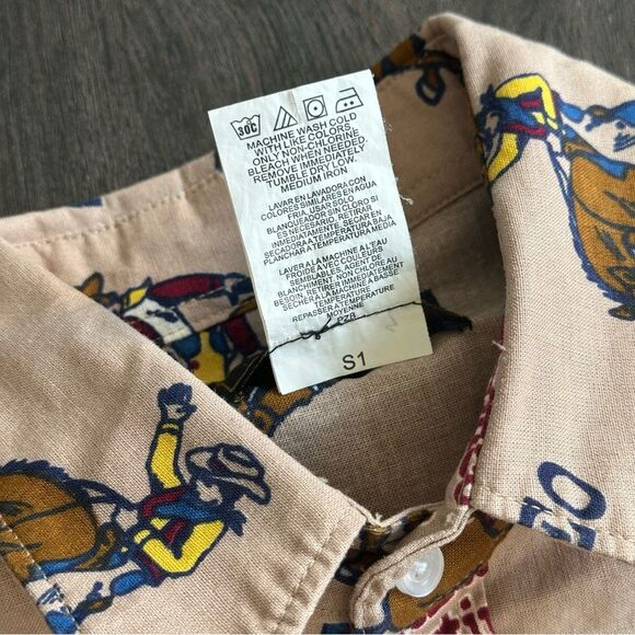 Vtg Pearl Snap Wrangler Button Up Kids Sz XL Rodeo Bronco Western Cowboy Graphic - Picture 5 of 5
